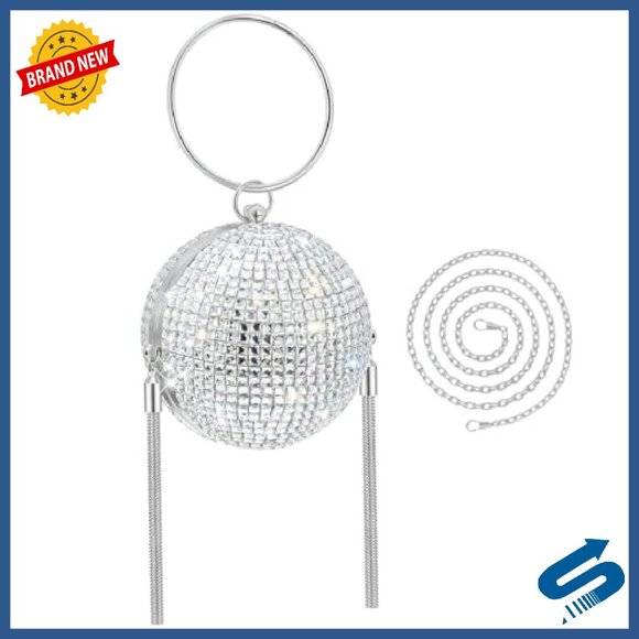 Crystal Rhinestone Disco Ball Clutch Crossbody Evening Party Purse